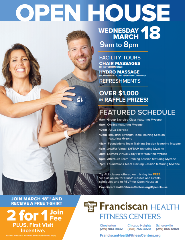 Open House- Wednesday, March 18th | Franciscan Health Fitness Centers